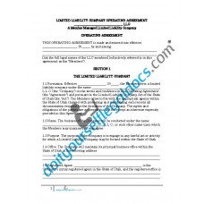 Limited Liability Company Operating Agreement (Member Managed) - Utah